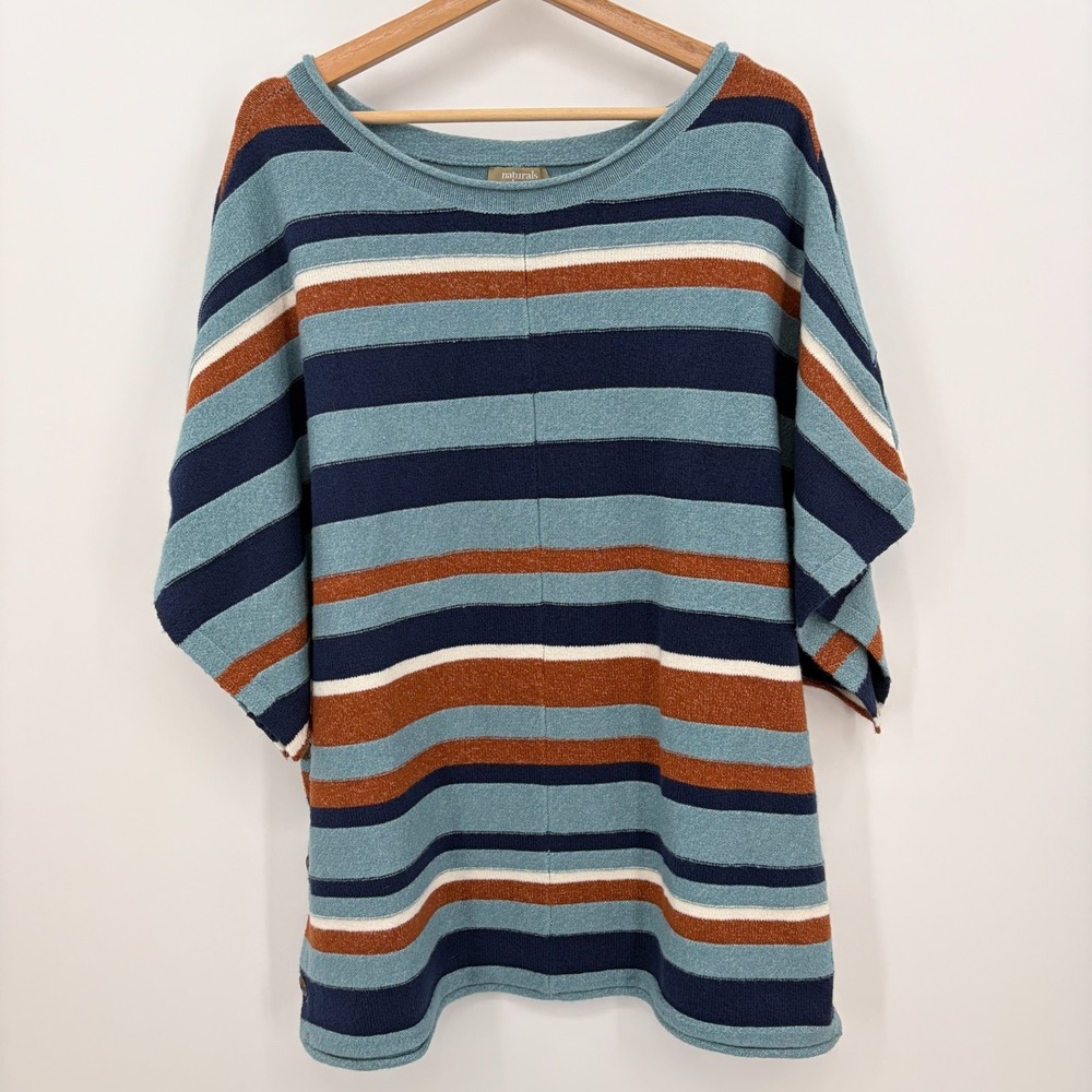 Denim & Co. Naturals Striped Dolman Sleeve Knit Top Womens Large NWOT